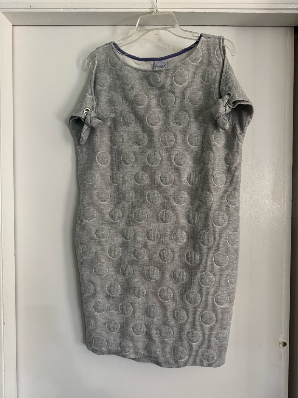 Violet weekend gray circle puff dress pockets ties